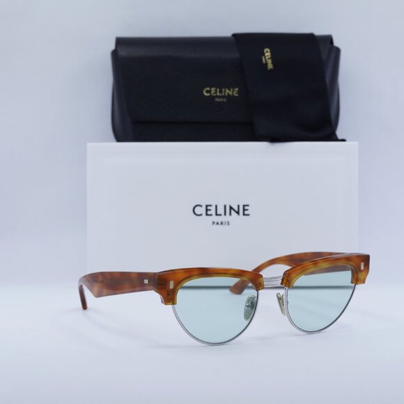 🕶️ New Celine CL40059U 18N Sunglasses - Light Havana Frame, Blue Lenses - Picture 11 of 12